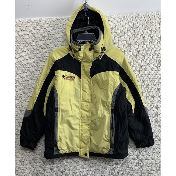 Columbia Jacket Polar Lined Hoodie Women M Yellow/Waterproof Challenge Series - Picture 1 of 13